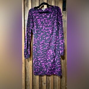 Vince Camuto Purple and Black Animal Print Dress Small